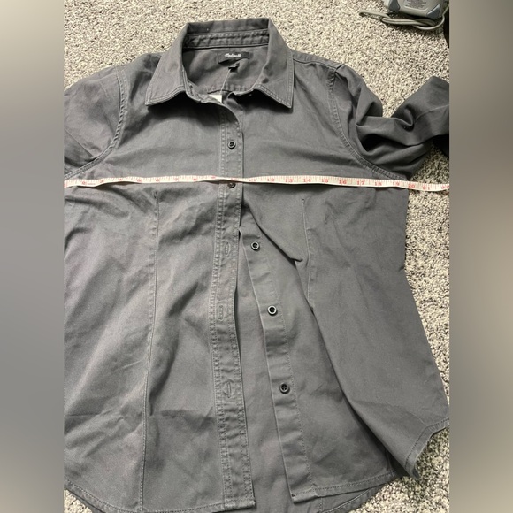 Madewell Size 10 Grey Fitted Dart Button Down Heavyweight Shirt NWT Canvas Chore - Picture 11 of 12
